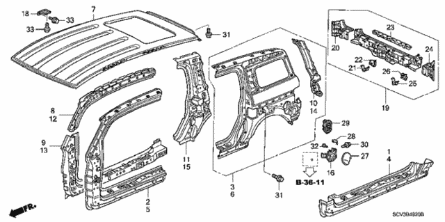 Outer Panel - Roof Panel (Old Style Panel) for 2005 Honda Element #0