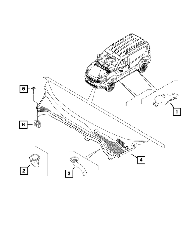 68114065AA - Body Sheet Metal Except Doors: Cowl Grille Drain for Mopar Image