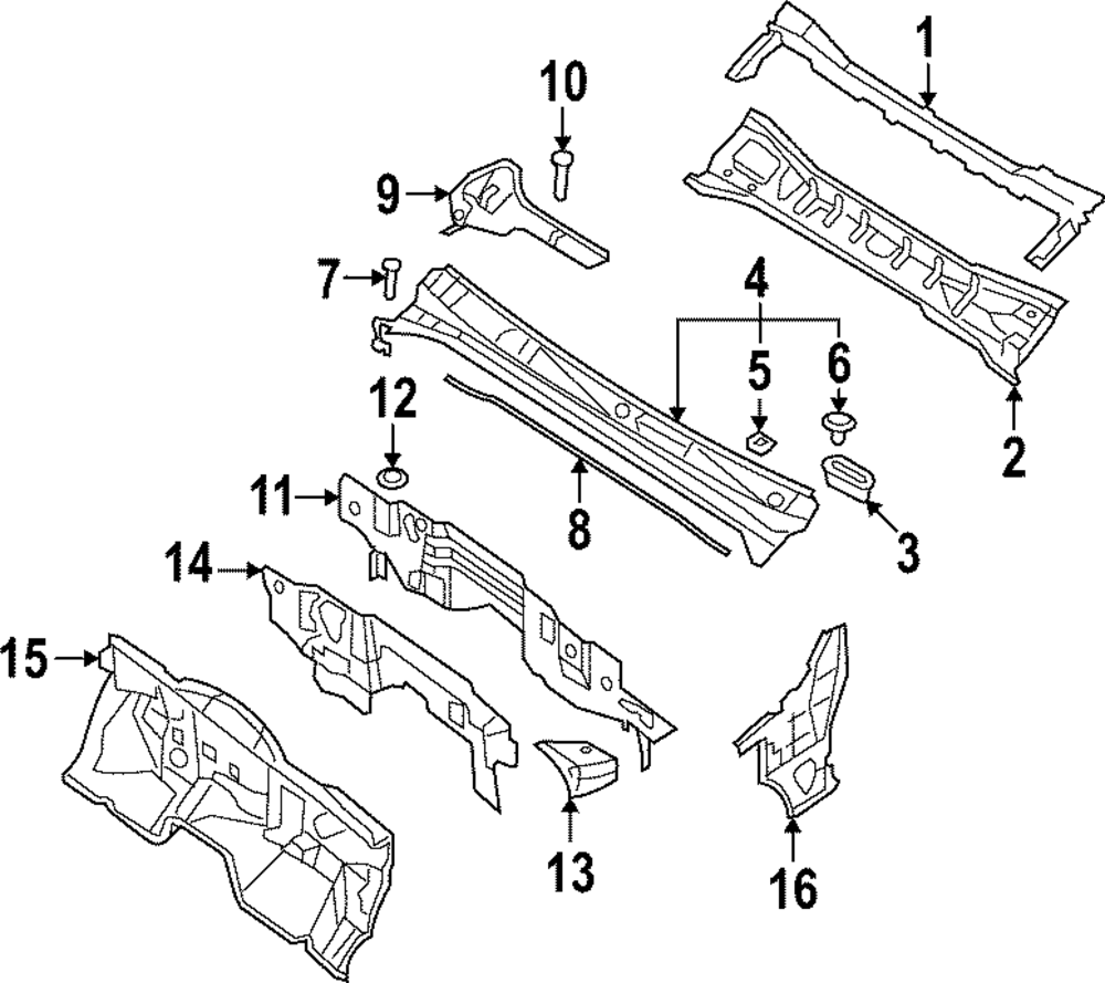 2022-2025 Nissan Frontier Top Cowl Panel Assembly (d41