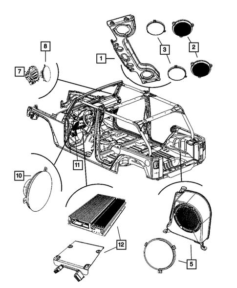 Radio, Antenna, Speakers, DVD, and Video systems for 2008 Jeep Wrangler #0