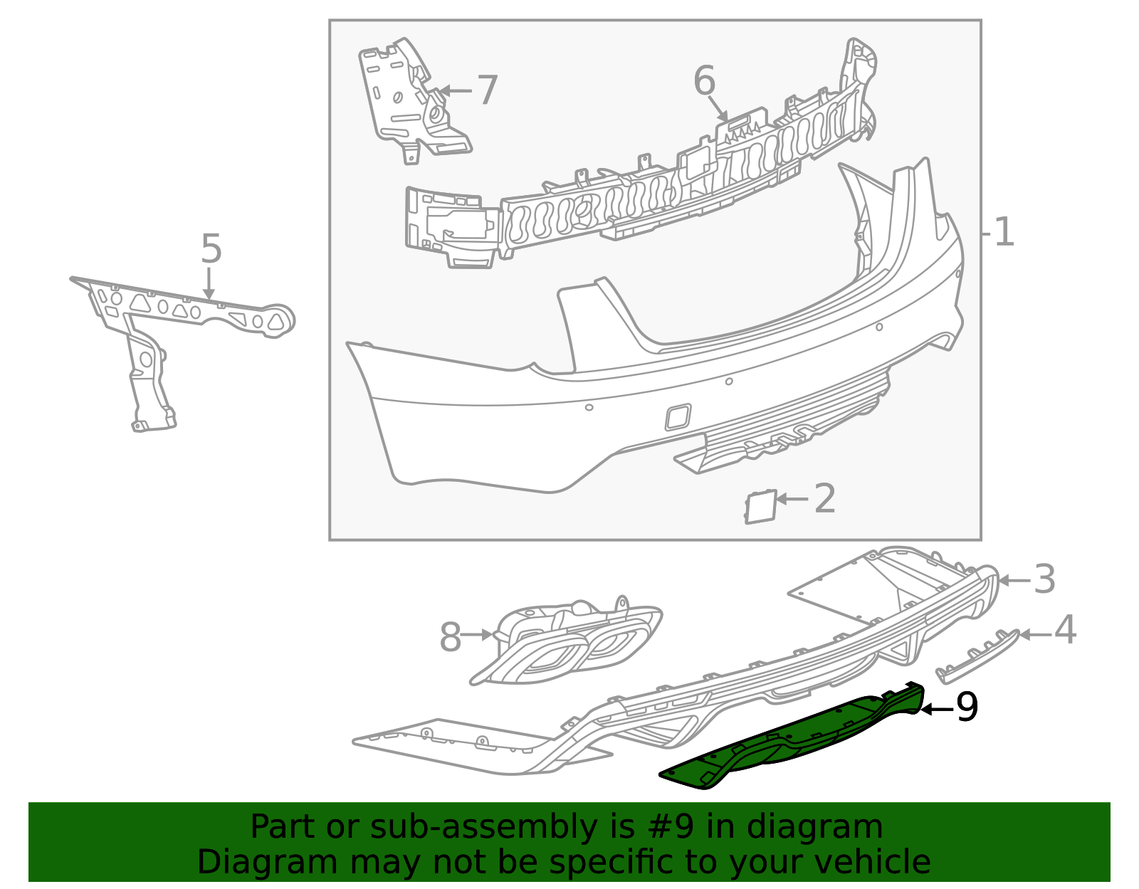2020-2025 Cadillac CT5 Rear Bumper Fascia Molding 84555312 GM ...