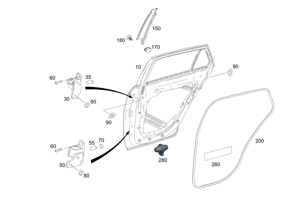LST 2x Rear Locking Bearing Door Hinges / Stays For Mercedes-Benz Sprinter 906