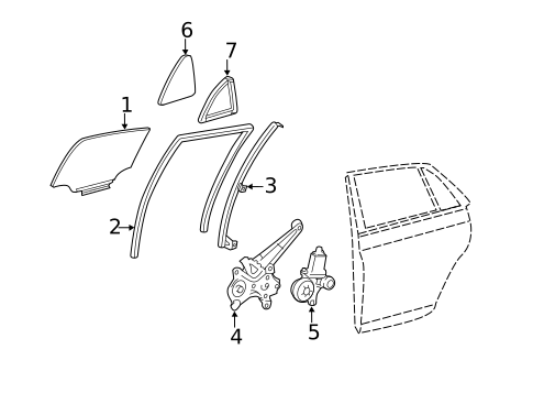 Glass - Rear Door for 2006 Toyota Avalon #0