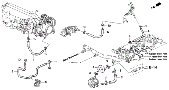 Water Hose (2.2L) for 1997 Honda Odyssey #0