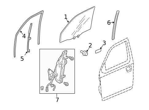 Glass - Front Door for 2007 Honda Ridgeline #0