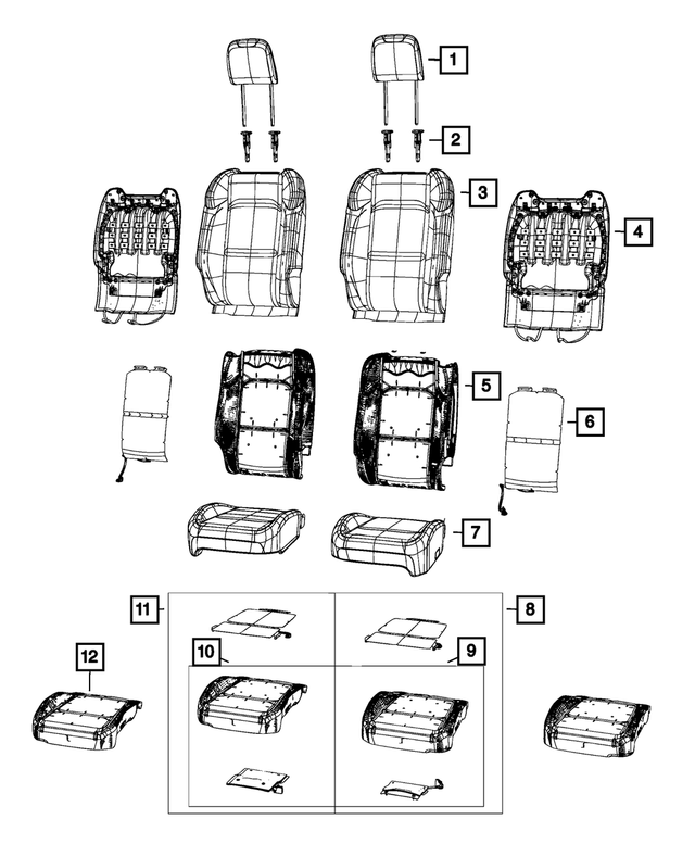 « 68302294AD – Interior Trim : Dossier De Siège Avant Mousse, Côté Droit pour Mopar Image »