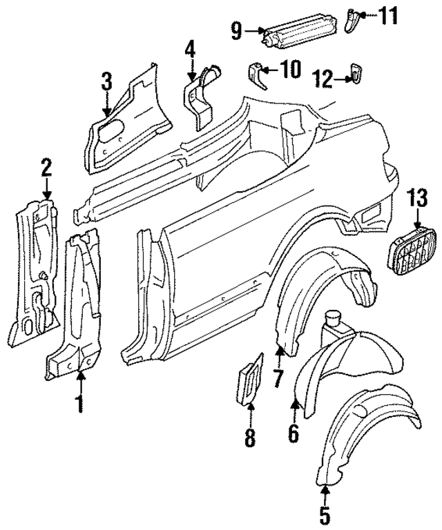 8G0809221A - Body: Lock Pillar for Audi Image