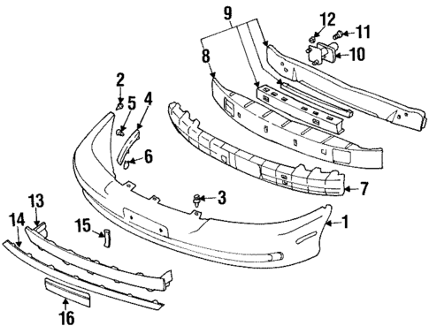 Bumper & Components - Front for 2000 Cadillac Catera #0