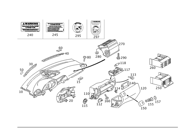 2036800287 - Panelling: Instrument Panel for Mercedes-Benz: 180C, C230, C240, C280, C32 AMG, C320, C350, C55 AMG Image image