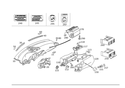Instrument Panel and Gloves Compartment Box with Passenger Air Bag for 2005 Mercedes-Benz C55 AMG #0