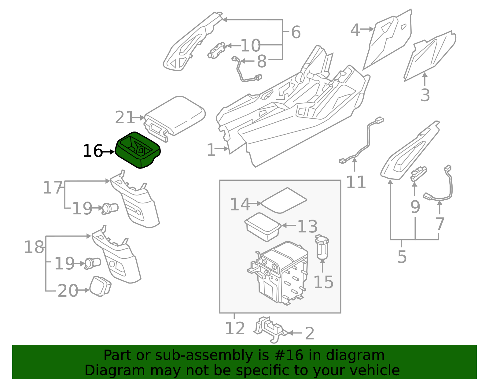 2020-2025 Kia Telluride Rear Cup-Holder 84643-S9000WK | TascaParts.com