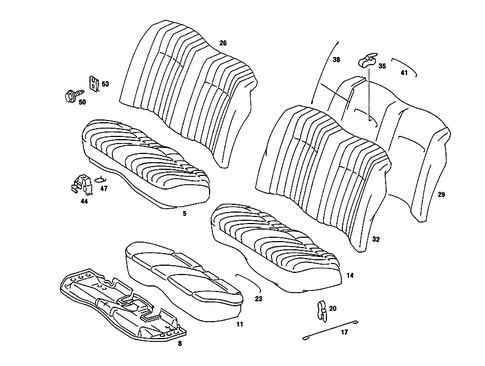 Rear Seat Cushion, Rear Backrest for 1991 Mercedes-Benz 190E #1
