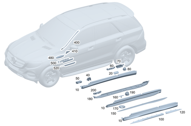 2546980400 - Interior Trim/Exterior Detachable Parts: Trim, Longitudinal Member for Mercedes-Benz: GLC300, GLC350e, GLC43 AMG, GLC63 AMG S E Performance Image image