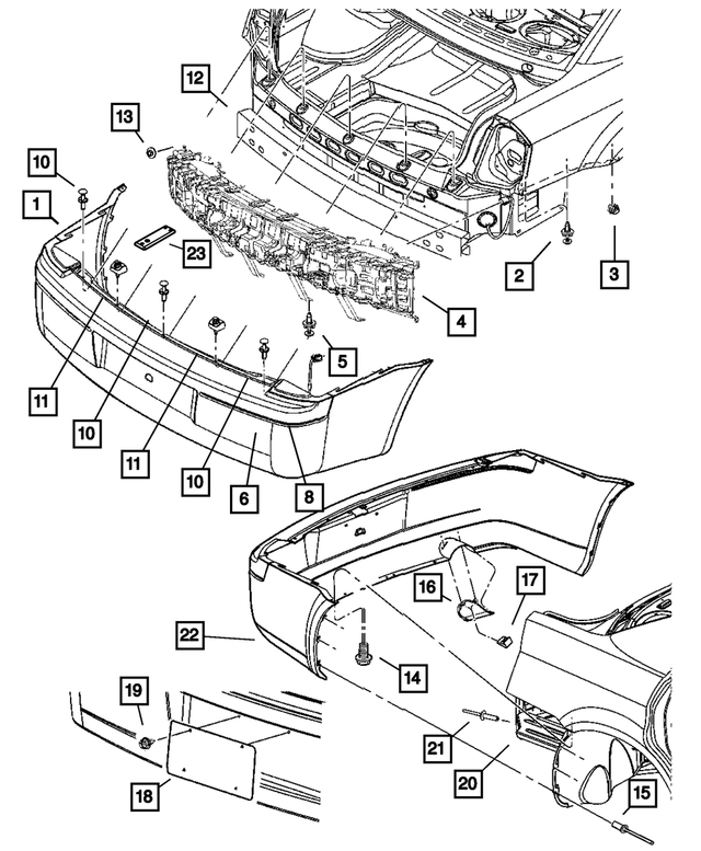 5029904AA - Frames and Bumpers: Rear Fascia for Chrysler: 300 Image