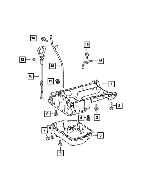 Engine Oiling, Oil Pan and Indicator (Dipstick) for 2009 Dodge Sprinter 3500 #0