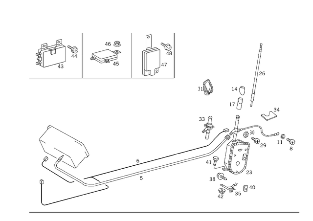 1298204315 - Electrical System: Antenna Line for Mercedes-Benz: 200, 200D, 260E, 300CE, 300D, 300E, 300SD, 300SL, 300TD, 300TE, 400E, 400SE, 400SEL, 500E, 500SEC, 500SEL, 500SL, 600SEL, 600SL, S420 Image image