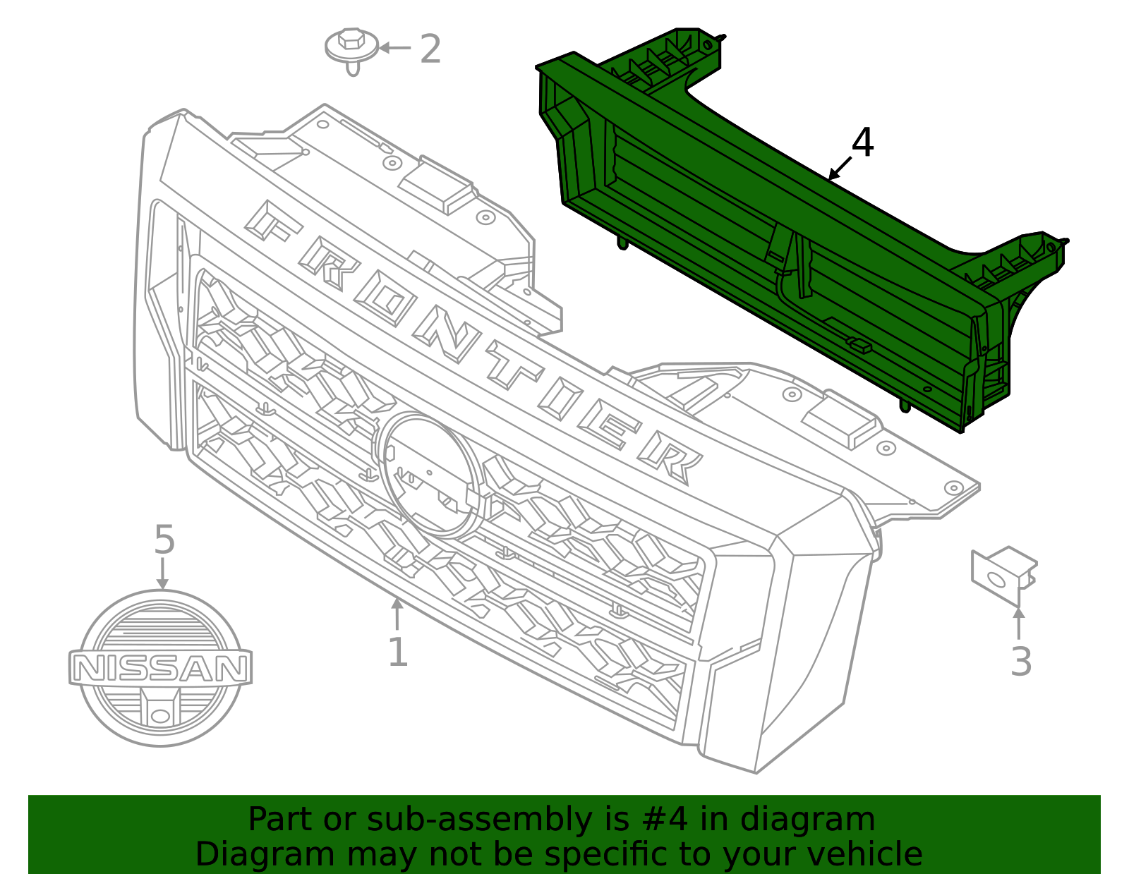 のページ 2022-2026 Nissan Frontier Radiator Shutter Assembly 62330-9BU0B