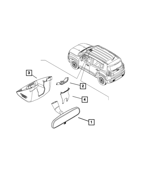 Glass and Interior Rear View Mirror for 2017 Jeep Renegade #4