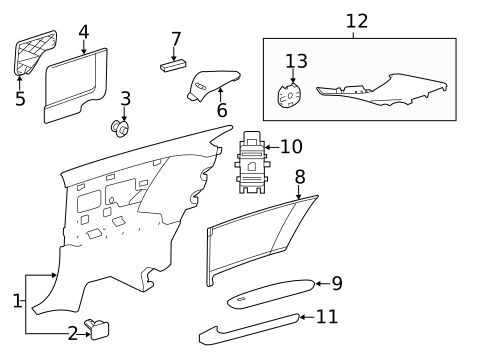 Interior Trim - Quarter Panels for 2012 Mercedes-Benz CL600 #0