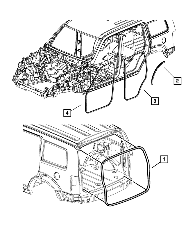 55369134AF - Body Sheet Metal Except Doors: Liftgate Opening Weatherstrip for Mopar Image