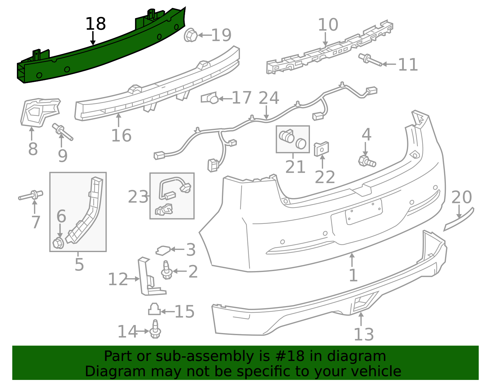 2011-2015 Chevrolet Rear Bumper Impact Bar 22989246 | TascaParts.com