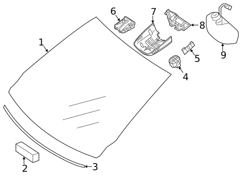 Glass - Windshield for 2016 Mercedes-Benz B 250e #0