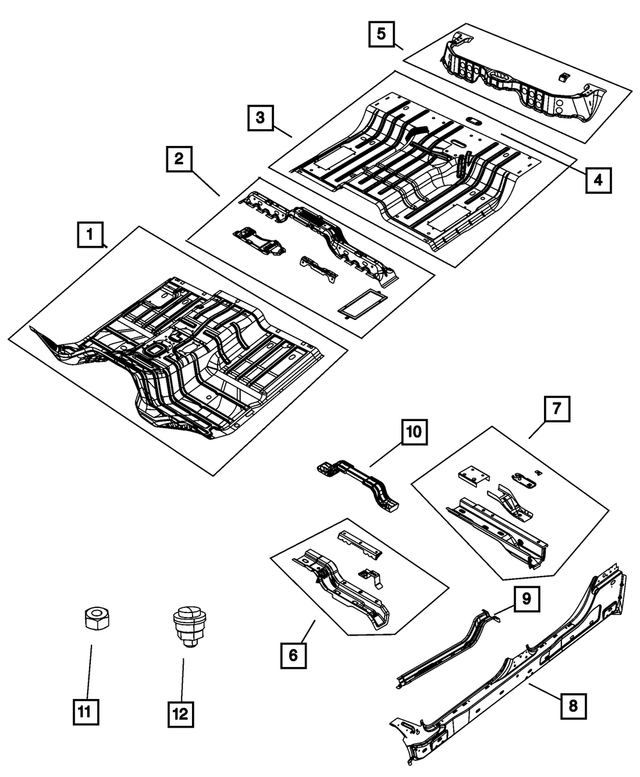 55372348AA - Body Sheet Metal Except Doors: Rear Floor Pan Panel for Mopar Image