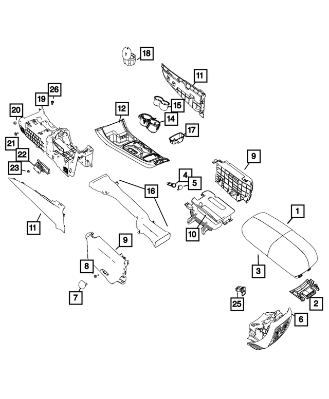 6KM45DX9AA - Interior Trim: Console Armrest for Mopar Image