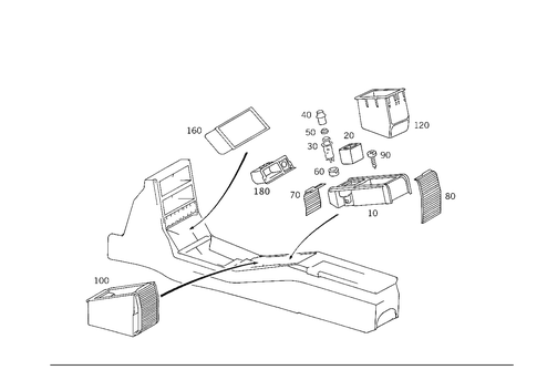 Ashtray and Storage Box, Bottom for 1997 Mercedes-Benz SL320 #1