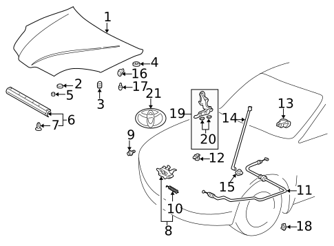 Exterior Trim - Hood for 2001 Toyota Prius #0