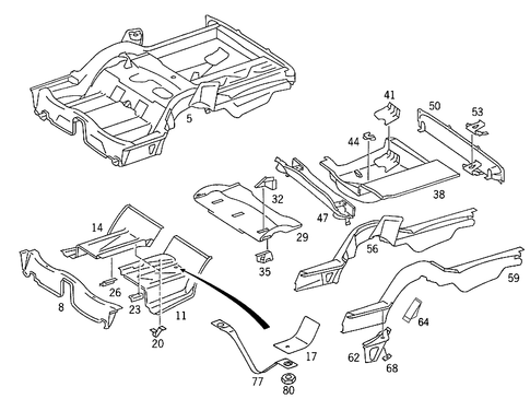 Rear End Floor Used W/Short Wheelbase for 1988 Mercedes-Benz 300E #0