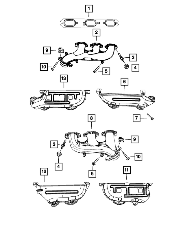 53013836AC - Engine 4.0L V6 DOHC: Exhaust Manifold, Right for Mopar Image