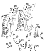 5KM881D5AC - Interior Trim: Front Outer Seat Belt, Right for Dodge: Ram 1500, Ram 2500, Ram 3500 Image