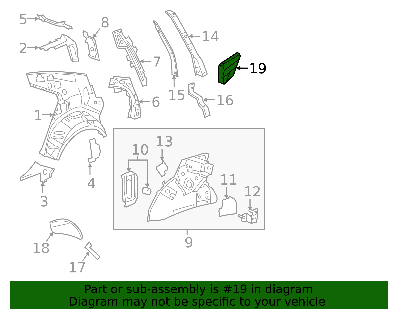 2013-2018 Cadillac ATS Rear Wheelhouse Inner Panel Insulator 22940705 ...