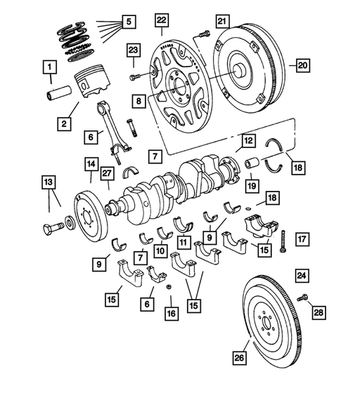 Crankshaft, Pistion and Torque Converter for 2001 Dodge Ram 2500 #1