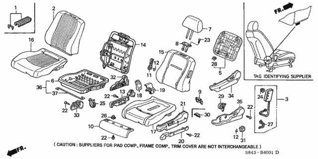 Front Seat (Side SRS) (L.) for 2001 Honda Accord #0