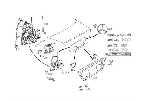 Rear Lid Latch-Type Lock, Rear Lid Attachment Parts for 2006 Mercedes-Benz CL500 #1