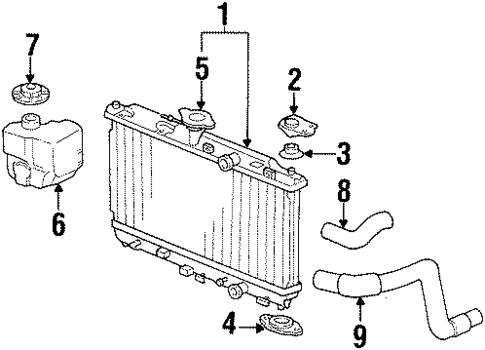 Radiator & Components for 1989 Honda CRX #1