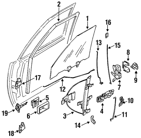 Glass - Front Door for 1988 Nissan Sentra #0