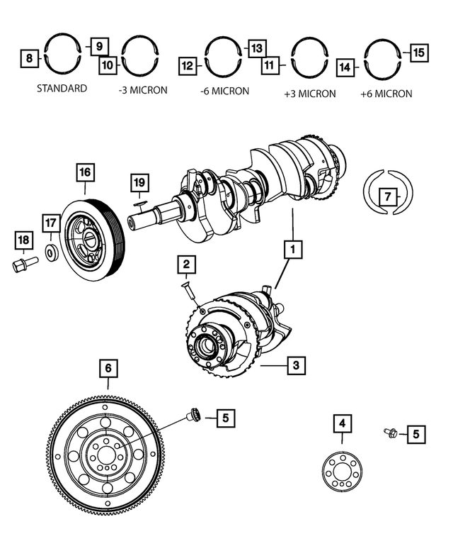 4884918AA - 2.0L Gas; Engine: Crankshaft Lower Bearing for Mopar Image