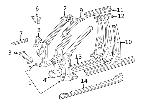 Center Pillar & Rocker for 2002 Lexus LS430 #0