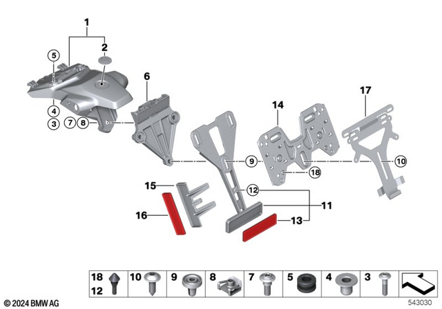 46625A16773 - Frame and Mounting Parts: License-Plate Carrier -  for BMW-Motorrad Image