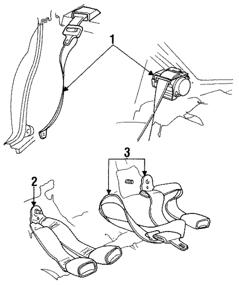 Rear Seat Belts for 1994 Dodge Intrepid #0