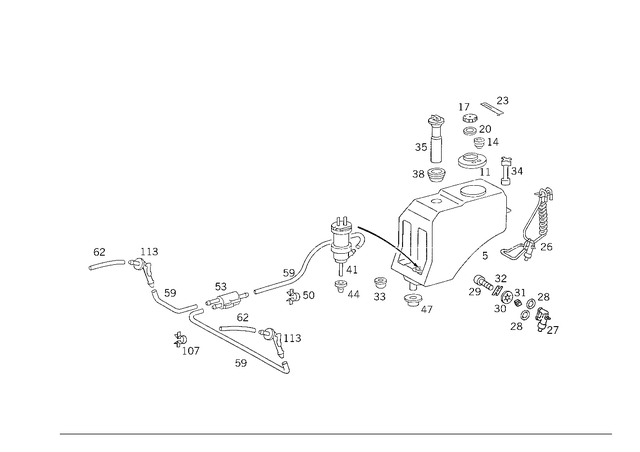 1248690720 - Windshield Washer, Emergency Equipmt: Container for Mercedes-Benz: 200, 200D, 260E, 280E, 300CE, 300D, 300E, 300TD, 300TE, 400E, 500E Image image