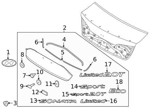 Exterior Trim - Trunk for 2017 Hyundai Sonata #0