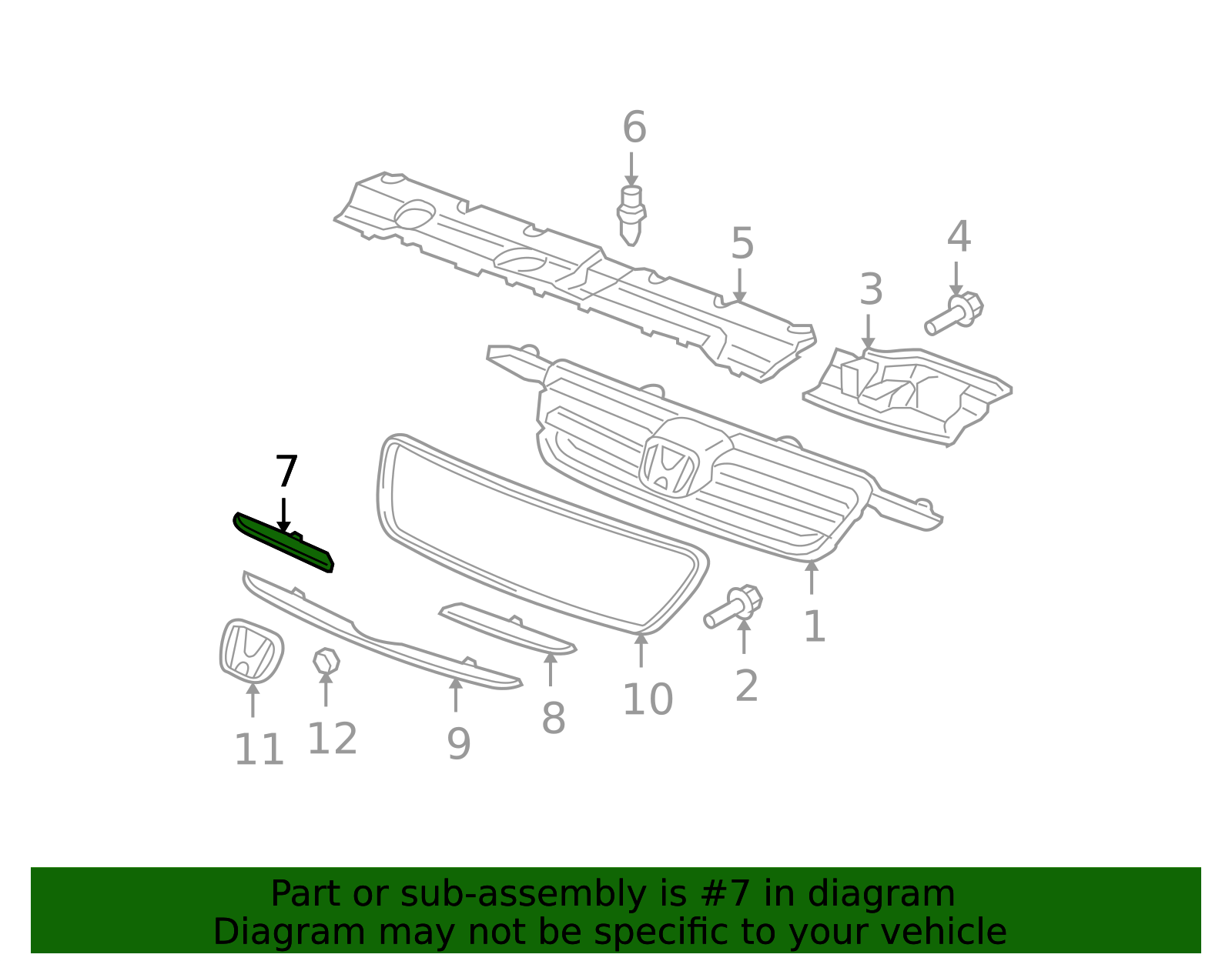 71125-SCA-A01 - 2005-2006 Honda CR-V - Molding R Front Grille (Upper ...