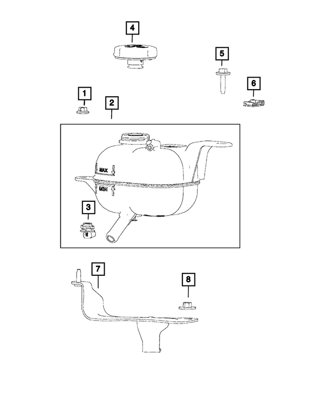 68238828AB - Cooling: Coolant Bottle Bracket for Mopar Image image