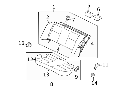 Rear Seat Components for 2012 Mitsubishi Lancer #2