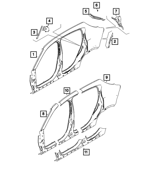 68610035AA - Body Sheet Metal Except Doors: Body Side Aperture Outer Panel, Left for Mopar Image