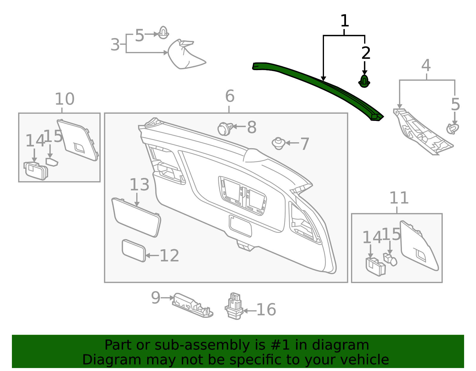 84443-TX4-A01ZC - 2016-2018 Acura RDX - Garnish Assembly, Tailgate ...